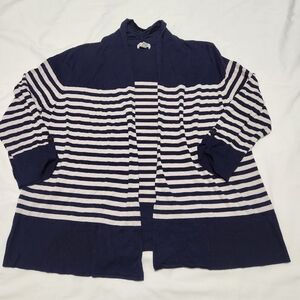 Charter Club Women's Open Front Cardigan Sweater XL Navy Blue Button Cuffs